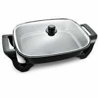 Poêle à steak électrique carrée en aluminium de 1500 watts pour la maison, avec thermostat, antiadhésive, 40 cm, certifiée CE