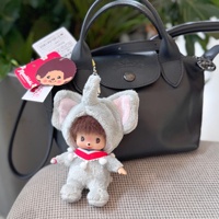 Porte-clés en peluche polyester tête d'éléphant, breloque de sac mignonne, poupée, accessoires unisexes, livraison directe usine Yiwu