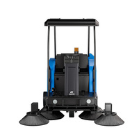 Nouvelle balayeuse de voirie industrielle électrique autopropulsée à cabine semi-fermée et moteur 1500W pour un nettoyage en profondeur