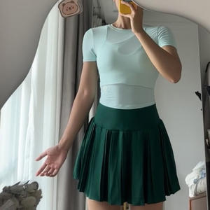 Verão das mulheres <span class=keywords><strong>2</strong></span> peça manga curta t camisas simples poliéster saia Sports Wear tênis treino - Product Image 2