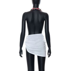 Abbigliamento da festa da donna per le vacanze estive a catena con scollo all'americana da notte a schiena posteriore Mini abito da Club Sexy per le donne - Product Image 5