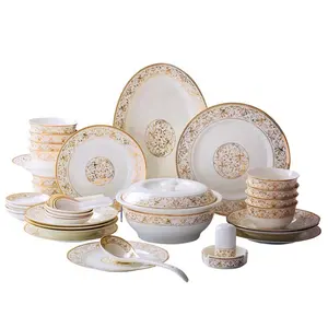 Source Supplier Dubai 20pcs 40pcs Colorful Porcelain Ceramic Fine Bone China Dinnerware Sets