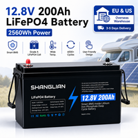 Batterie LiFePO4 12,8 V 200 Ah 2560 Wh à décharge profonde pour camping-car, marine, stockage solaire – Livraison rapide depuis l'entrepôt UE