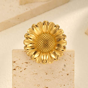 Broche de Margarita Pequeña de Acero Inoxidable Electrochapado, Estilo Europeo y Americano, Moda INS, Dorado, Primavera 2025 - Product Image 2