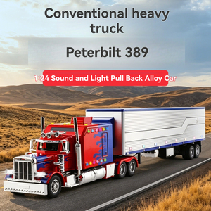 Nouveau modèle <span class=keywords><strong>de</strong></span> camion lourd américain Peterbilt 398 en métal moulé sous pression 1:24, semi-remorque, jouet pour garçons, <span class=keywords><strong>voiture</strong></span> ancienne - Product Image 2