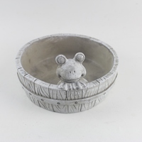 Pot de fleurs rond en ciment durable, motif animal printanier, idéal pour la maison et le bureau – Nouveauté très demandée