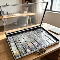 Vitrine de présentation de cartes de baseball grand format, vitrine de table en aluminium et acrylique verrouillable, vitrine portable pour salon professionnel
