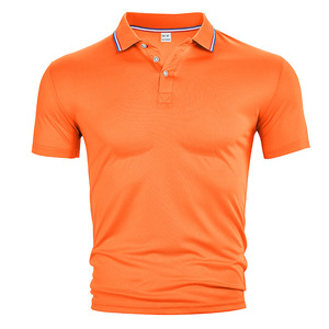Polo pour homme noir à manches courtes, col rabattu, tricoté, décontracté, pour le golf, logo personnalisé - Product Image 2