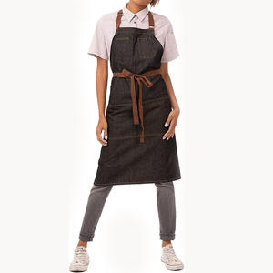 <span class=keywords><strong>Delantal</strong></span> <span class=keywords><strong>de</strong></span> Mezclilla Negro Resistente y Largo con Bolsillo para Bartenders, Pintores, Artistas Florales y Panaderías - Product Image 1