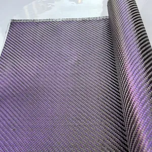 High Strength Blended Purple Carbon Fiber Fabric Cloth Custom Purple Carbon Fibre Price Jacquard 3k Carbon Fiber Hybrid Fabric