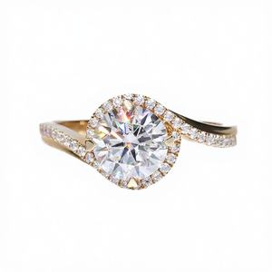 Anillo de Oro Blanco de 18K con Diamante Cultivado en Laboratorio de 1.0/2.0 Quilates, Corte Halo, Certificado IGI, Diseño Floral, para Mujer, Aniversario de Bodas - Product Image 2