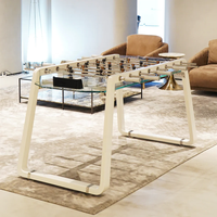 Table de football de luxe haut de gamme personnalisée en verre trempé, populaire pour les jeux sportifs intérieurs ou extérieurs à domicile