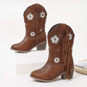 <span class=keywords><strong>Stivali</strong></span> Alti da <span class=keywords><strong>Cowboy</strong></span> per Bambine con Paillettes Dorate di Alta Qualità, <span class=keywords><strong>Stivali</strong></span> Invernali alla Moda con Nappine e Suola in Gomma - Product Image 4