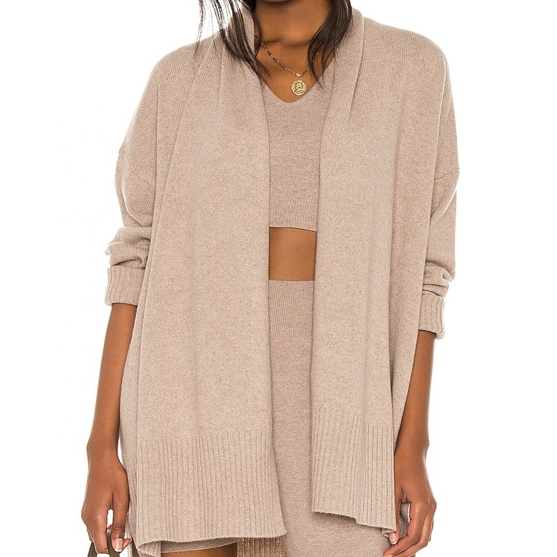 Женский зимний и весенний вязаный кашемировый комплект оверсайз, кардиганы с драпировкой для женщин
