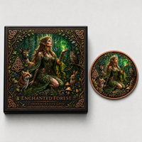 Pièce commémorative en cuivre fin 999 de 1 oz, motif elfe de la forêt enchantée, double face gaufrée, coffret cadeau, artisanat métallique, souvenir