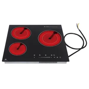 Flat Panel 23 24 25 Inch Square Shape 6.6kW Infrared Cooktops Build In Electric Hob Three Zone Ceramic Hob