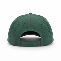 Casquette de baseball snapback à visière incurvée, 5 panneaux, verte, avec patch tissé perforé au laser, style corde, approvisionnement direct fabricant en gros
