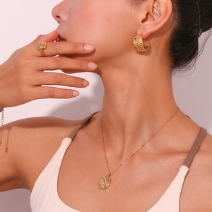 2024 thời trang Earring Ring Set, thép không gỉ mạ 18K vàng, Micro dát sao và mặt trăng Vòng cổ cho phụ nữ - Product Image 6