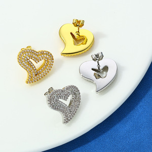 Iced Out Open Heart Moissanite Stud <b>Earrings</b> 925 Sterling Silver VVS Cutout Love Ear <b>Bling</b> Romantic Hip Hop - Product Image 3