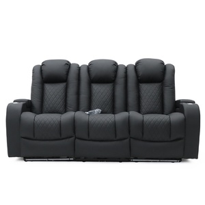 Canapé <span class=keywords><strong>inclinable</strong></span> électrique en cuir Geeksofa moderne 6 places pour home cinéma, ensemble 3 2 1 avec table rabattable et appui-tête électrique - Product Image 2