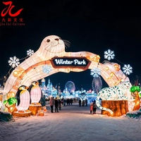 Maßgefertigte Zigong Laterne Seelöwen-Bogen Kulisse Große Outdoor-LED Winterfest-Dekoration Laterne für Freizeitparks und Feiertagsevents