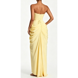 Vestido Largo <span class=keywords><strong>de</strong></span> Fiesta para Mujer, Estilo Corsé sin Tirantes, con Abertura y Fruncido, <span class=keywords><strong>de</strong></span> Gasa, para Bodas, Moda Sehe - Product Image 2