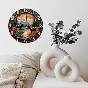 <b>Round</b> Wooden Wall Clock 25Cm Quiet Movement Minimalist Home Bedroom Living Room Hanging Clock - Product Image 4