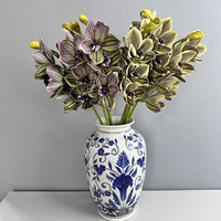 Bouquet de Cymbidium pour la décoration de bureau et de jardin, fleurs artificielles synthétiques personnalisables, décoration de la maison, plantes artificielles
