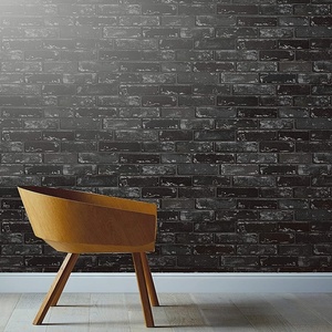 Rouleaux de papier peint autocollant imperméable en pvc, 5 m, <span class=keywords><strong>noir</strong></span> <span class=keywords><strong>et</strong></span> <span class=keywords><strong>blanc</strong></span> effet brique, décoration murale de <span class=keywords><strong>chambre</strong></span> à coucher - Product Image 2