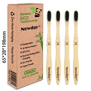 Sikat Gigi Bambu Ramah Lingkungan Bentuk Labu dengan Gagang Pipih, Bulu Sikat Hitam Meruncing, Diinfus Arang, Ramah Lingkungan - Product Image 3