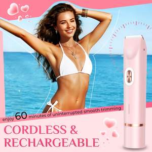 Nouveau tondeuse électrique <span class=keywords><strong>2</strong></span>-en-1 pour <span class=keywords><strong>femme</strong></span>, double tête, étanche, rasoir sans douleur à piles pour poils pubiens et corporels, rose - Product Image 5