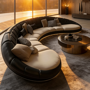 Canapé italien de luxe, canapé moderne incurvé, canapé de luxe en tissu rembourré, réception, hall d'hôtel, salon, mobilier commercial - Product Image 4