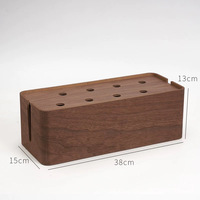 Organisateur de câbles en bois massif, boîte de rangement décorative rectangulaire pour prise de courant, gestionnaire de câbles de données, boîte en bois portable pour batterie externe