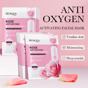 Label pribadi BIOAQUA mawar Anti oksigen mengaktifkan masker wajah lembar Perawatan Kulit Wajah produk kecantikan dalam pelembab nutrisi - Product Image 1