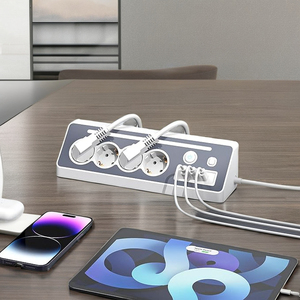 ปลั๊กพ่วง 4 ช่องเสียบ 2 พอร์ต USB 1 พอร์ต Type-C PD30W  แบบตั้งโต๊ะ 16A มาตรฐาน EU/CN ได้รับการรับรอง GS KC CE Rohs - Product Image 1