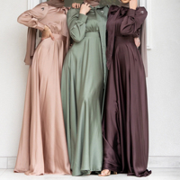 Robe abaya vintage en satin à lacets du fabricant OEM pour femmes Robe longue de style fête à taille naturelle pour femmes