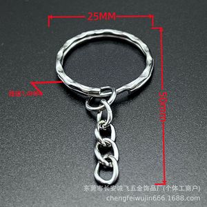 Metal Keychains Zinc Alloy Round <b>Silver</b> Plated Chain Single Loop <b>Key</b> <b>Ring</b> Jewelry Accessories - Product Image 3