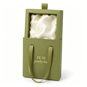 Hotsale Eco-friendly Matte Light Green Drawer Hand Carry <b>Box</b> <b>Soft</b> Golden Satin Lining Slide Design For Fine Jewelry Gift Packing - Product Image 1