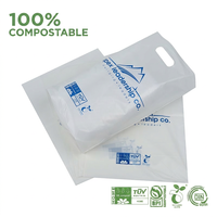 Sacs de courses écologiques personnalisés avec impression de marque, option compostable, plats, 100 % compostables à domicile et industriellement, avec poignée découpée