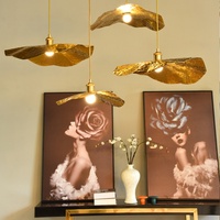 Suspension LED en fer forgé style zen chinois, motif feuille de lotus, hauteur réglable, pour restaurants de hot pot, tables à thé, style rétro