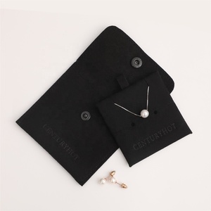 PUPPYSEW Black Microfiber Jewelry Bag With Logo High Quality Jewellery Pouch With Insert Gift Bag Velvet Pouch - Product Image 5
