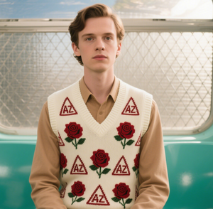 Maglioncino da donna autunno antirughe geometrico con gilet corto Argyle - Product Image 6