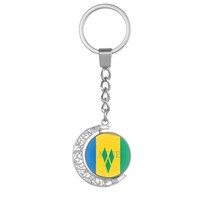 Porte-clés numérique personnalisé en forme de lune, avec drapeau des Bahamas, gravure creuse, en alliage, double face, motif croissant de lune