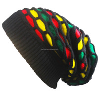 Gorro Rasta Extra Grande de Punto con Rayas