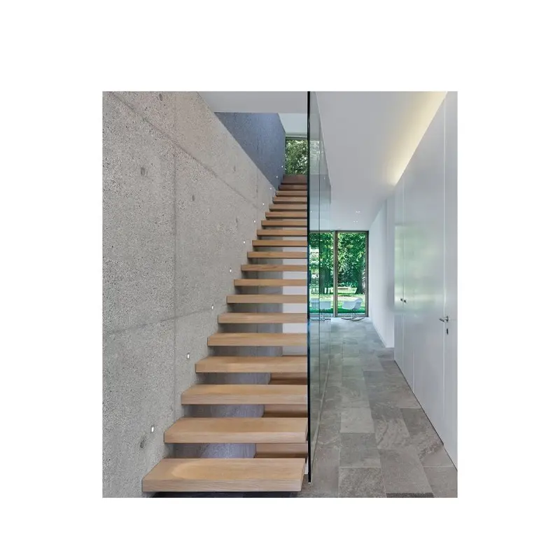 ओरिएंट लक्जरी अस्थायी सीढ़ी लोकप्रिय धातु सीधे स्टील रीढ़ बीम सीढ़ी अस्थायी डिजाइन ठोस लकड़ी Treads