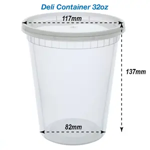 8oz 12oz 16oz 24oz 32oz Disposable Round Plastic Microwavable Food Storage Soup Deli Container