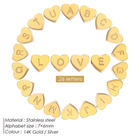 Pendentif Cœur Alphabet Cursif Plaqué Or EManco Charm pour Bijoux DIY, Accessoire Cadeau Anniversaire Fête