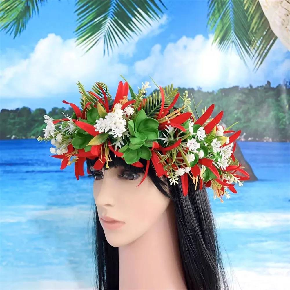 Hawaiian Foam Plumeria Zijde Spin Lily Haku Hoofdband Voor Aloha Hula Dance Floral Garland