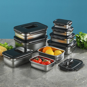 316 acier inoxydable bac à légumes déjeuner de qualité alimentaire réfrigérateur boîte de rangement boîte scellée fruits Bento boîte stockage des aliments - Product Image 2