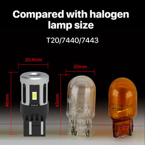 Producido en fábrica T20 7443 W21/5W LED Luz de freno 30W Canbus 5000LM Blanco <span class=keywords><strong>Amarillo</strong></span> Dual Color Auto LED Luz de señal de giro con ventilador - Product Image 5